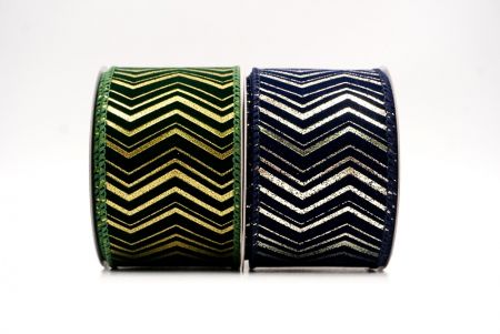 Metallic Chevron Pattern Velvet Wired Ribbon_KF9614 (2)